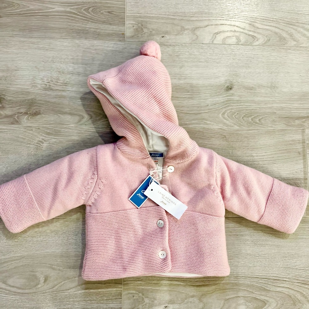 Jacadi Baby Girl Merino Wool Lined Jacket NWT